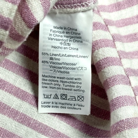 Madewell Linen Shirt Dress Womens Size Small Pink White Stripe Button Back Mini - Picture 15 of 15